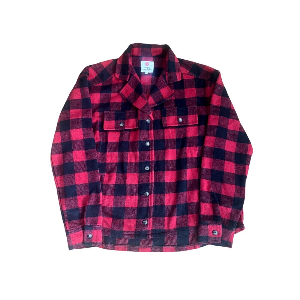 Simply Southern Red Plaid Button Women XXL #0318